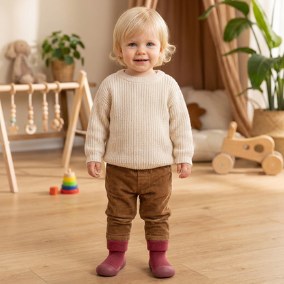 Warme Lauflern-Sockenschuhe für Babys mit weichen rutschfesten Sohlen