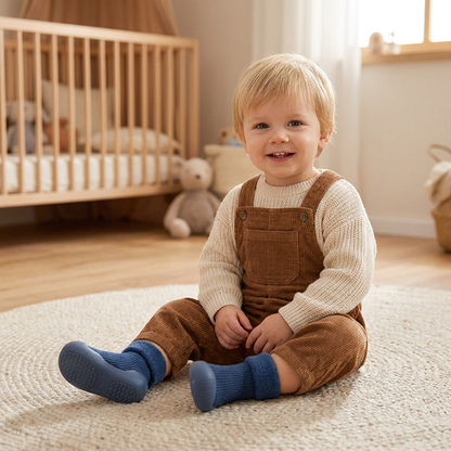 Warme Lauflern-Sockenschuhe für Babys mit weichen rutschfesten Sohlen