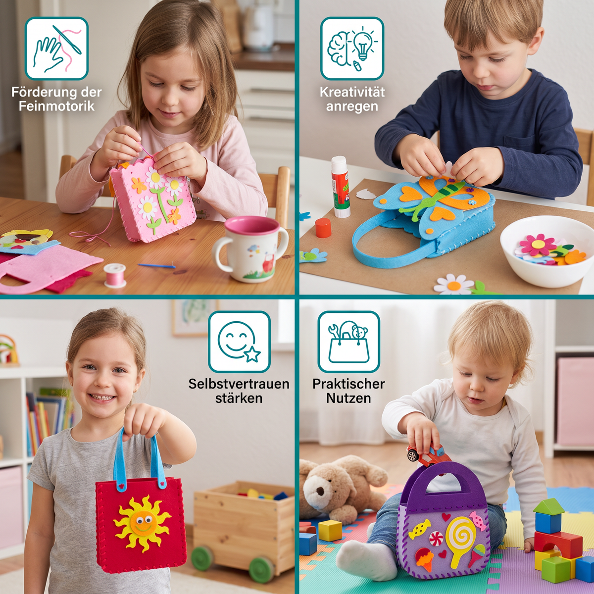DIY-Niedliches Filz-Handtaschen-Nähset für Kinder