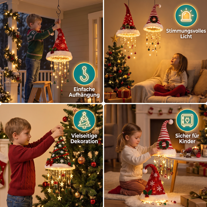 Weihnachtliche Weihnachtsmannmützen-Lichter mit LED-Lichterkette