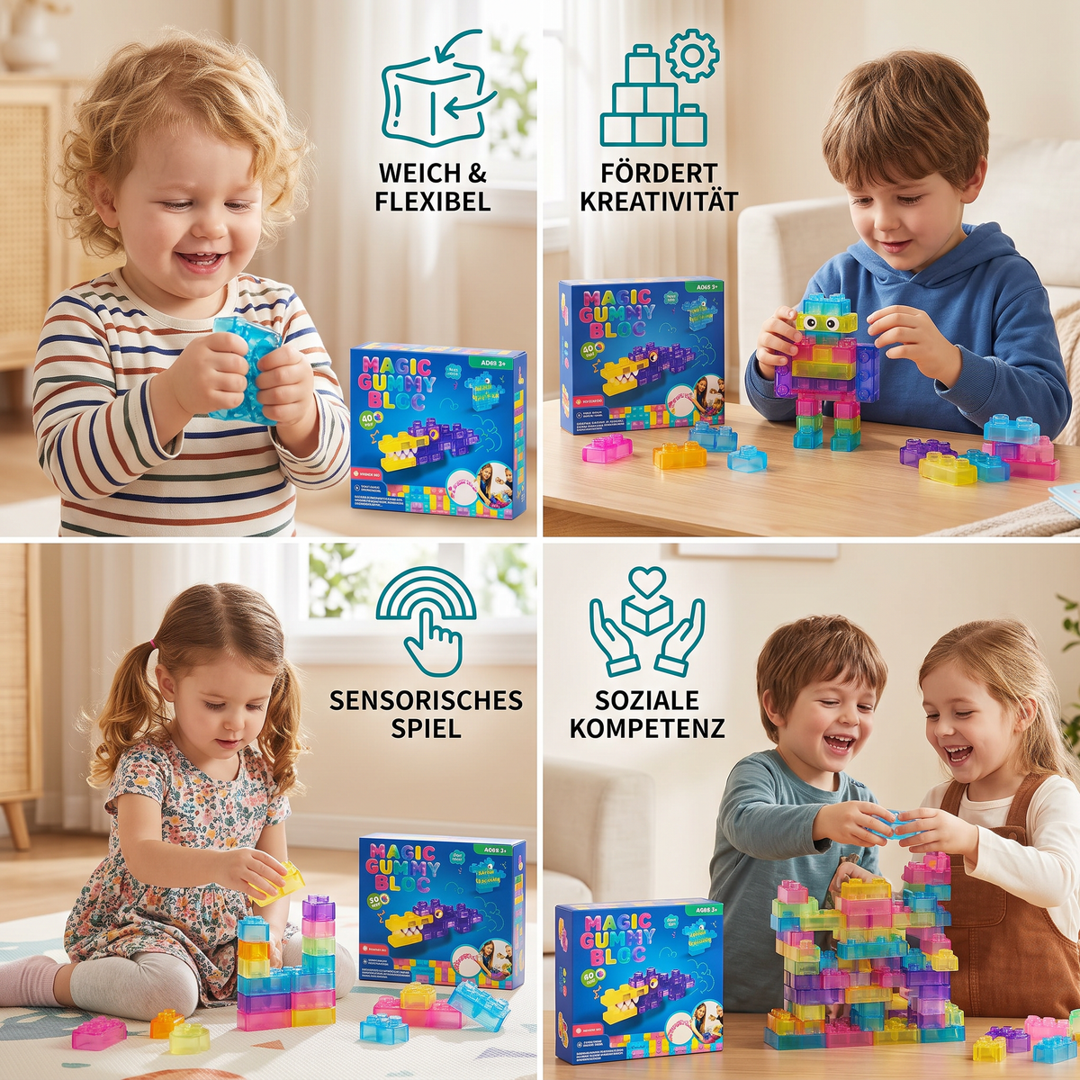 Sichere & weiche Squishy-Gelee-Bausteine für Kinder