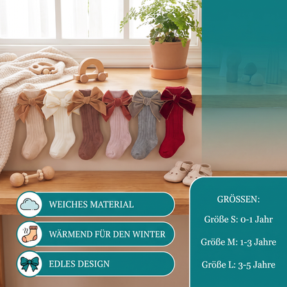 Weihnachtliche Kniestrümpfe für Baby-Mädchen mit Samtschleifen