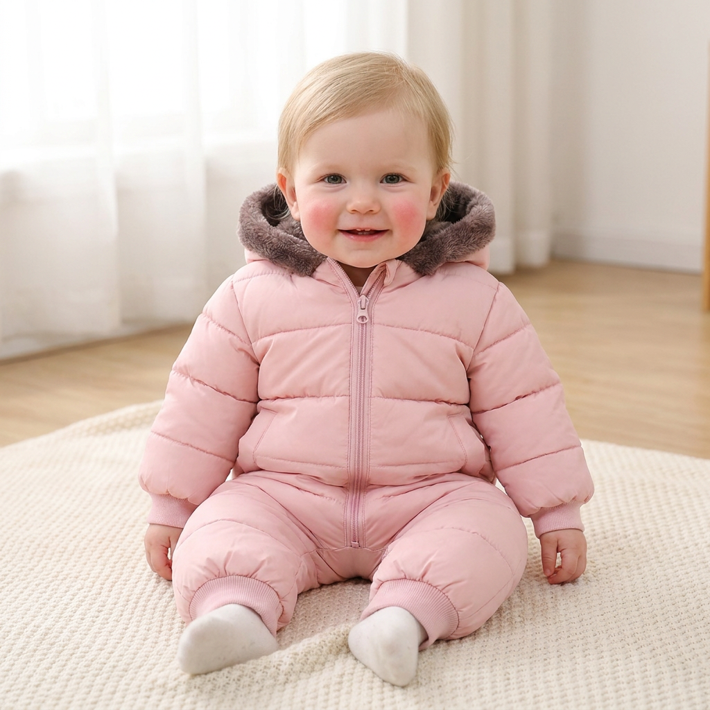 Baby-Bären-Overall – Warmer Einteiler mit Fleecefutter