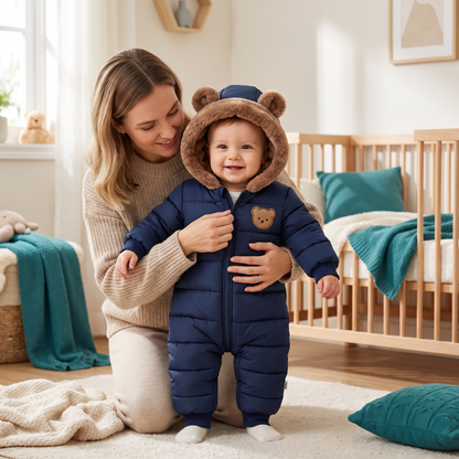 Baby-Bären-Overall – Warmer Einteiler mit Fleecefutter