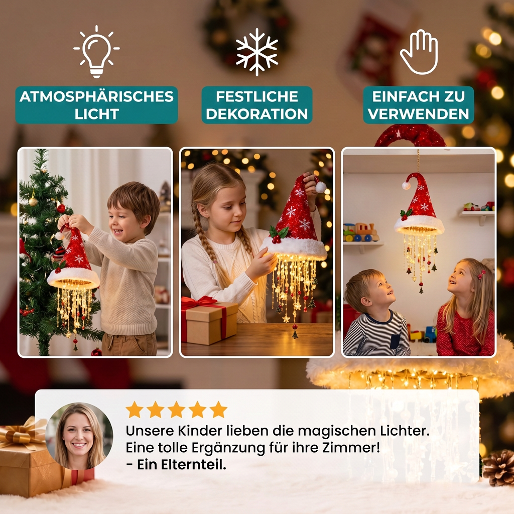 Weihnachtliche Weihnachtsmannmützen-Lichter mit LED-Lichterkette