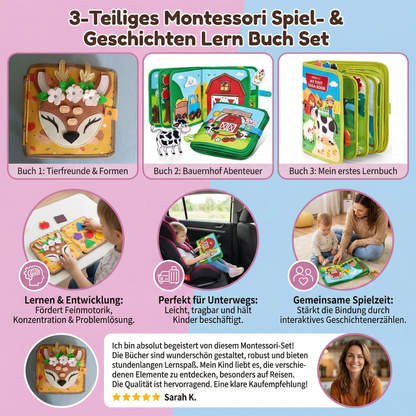 3-Teiliges Montessori Spiel- & Geschichten Lern Buch Set
