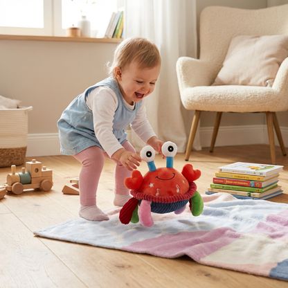 Interaktive Musikkrabbe mit Sprachfunktion – Bewegendes Lernspielzeug für Babys
