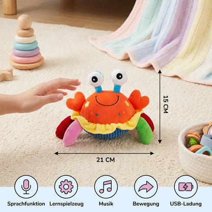 Interaktive Musikkrabbe mit Sprachfunktion – Bewegendes Lernspielzeug für Babys