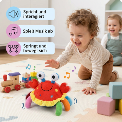 Interaktive Musikkrabbe mit Sprachfunktion – Bewegendes Lernspielzeug für Babys