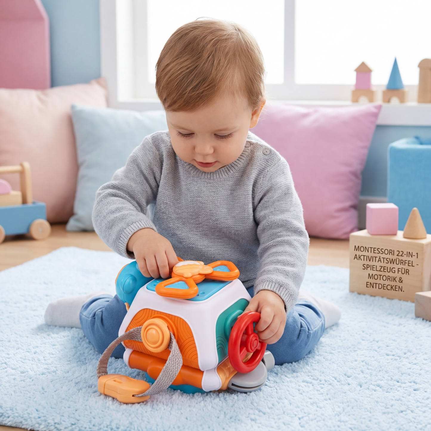 Montessori 22-in-1 Aktivitätswürfel für Kleinkinder – Spielzeug für Motorik & Entdecken