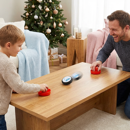 Mini Airhockey Tischspiel für Kinder – Schnelles Reaktionsspiel mit Pucks