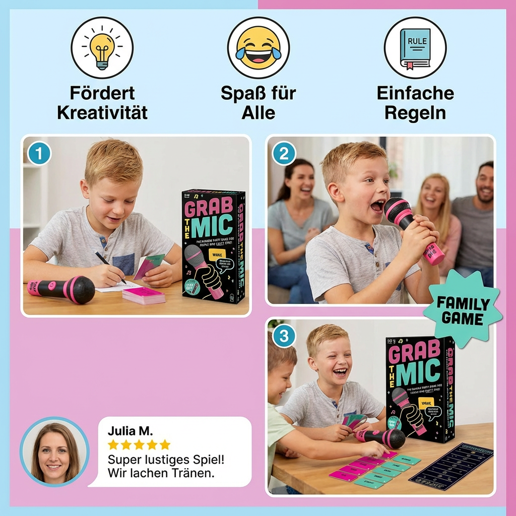 Karaoke Party Spiel mit Mikrofon – Lustiges Familienspiel für Freunde & Familie