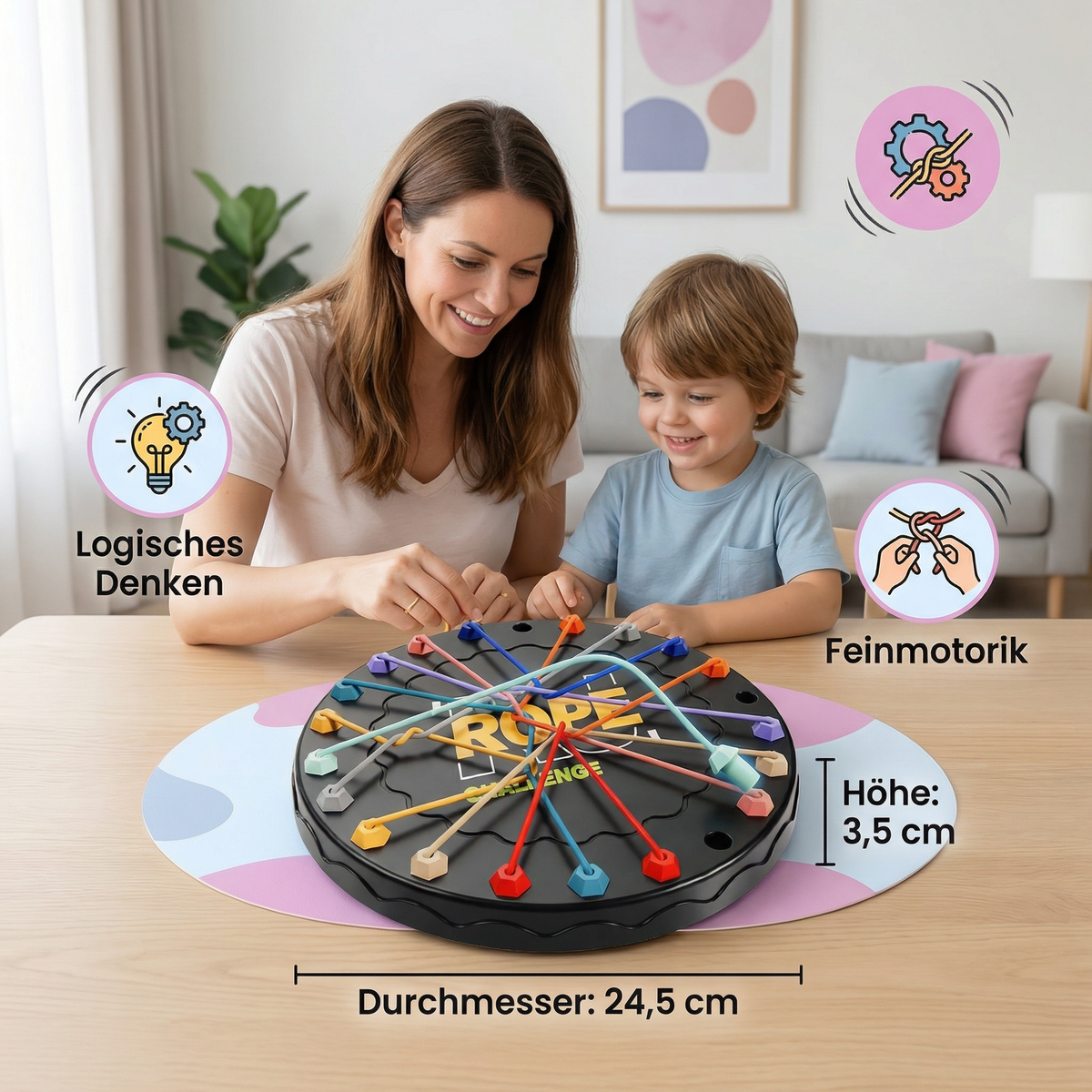 Knoten- & Seil-Logikspiel – Denk- & Strategiespiel für Kinder