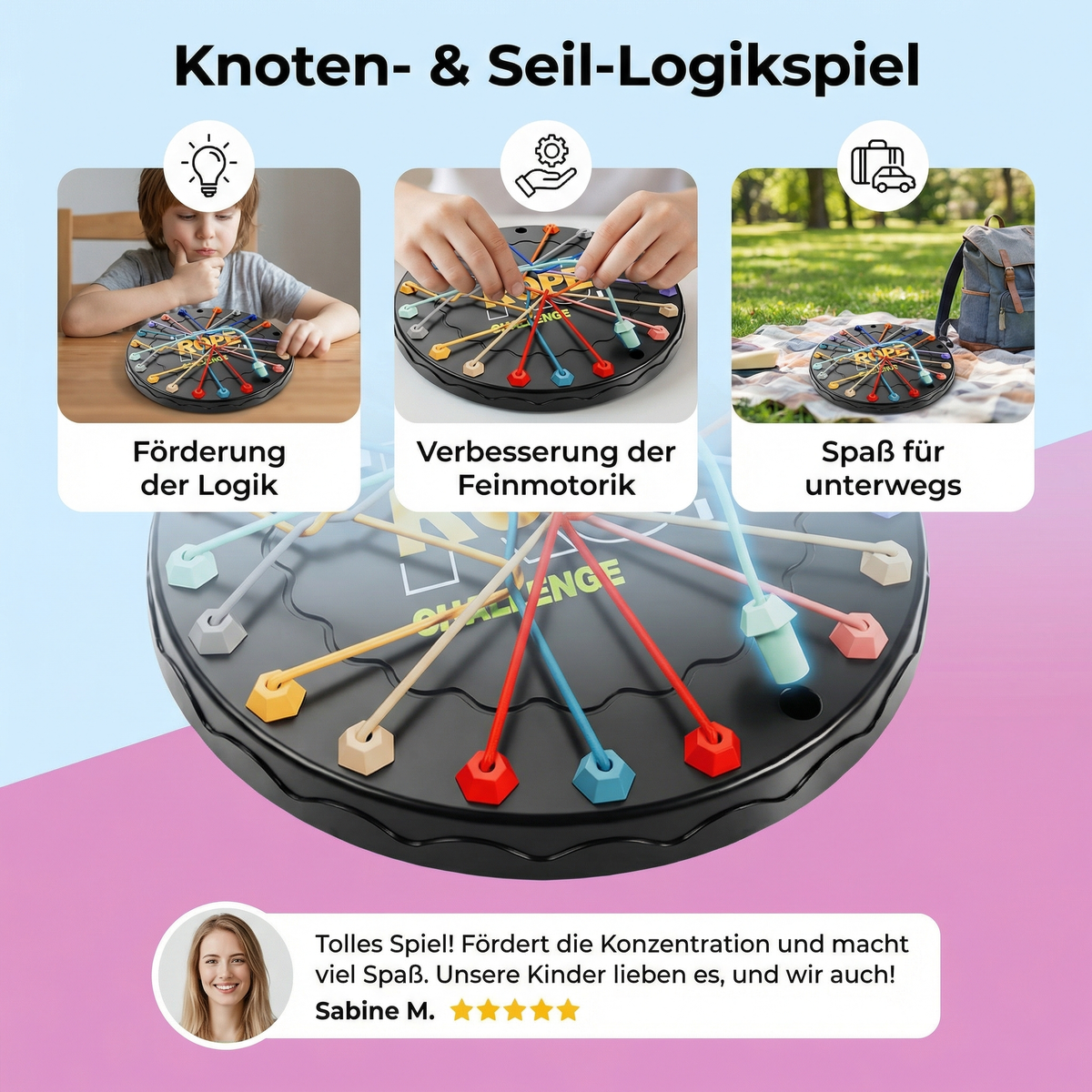 Knoten- & Seil-Logikspiel – Denk- & Strategiespiel für Kinder