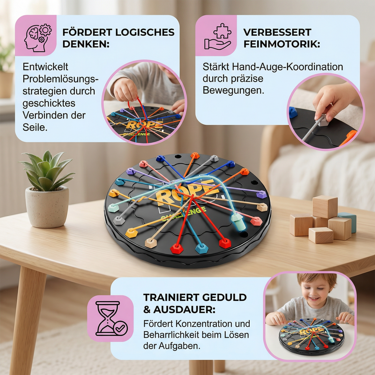 Knoten- & Seil-Logikspiel – Denk- & Strategiespiel für Kinder