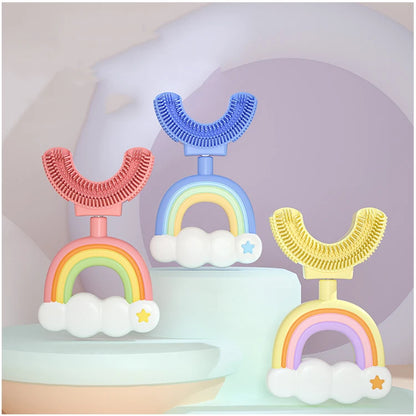 Silikon Kinderzahnbürste U-Design Regenbogen