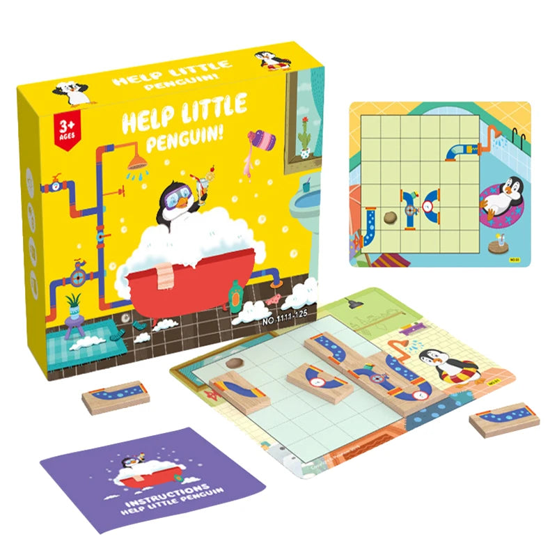Pinguin Dusch Labyrinth Rätsel Spiel - Logisches Denken Fördern!