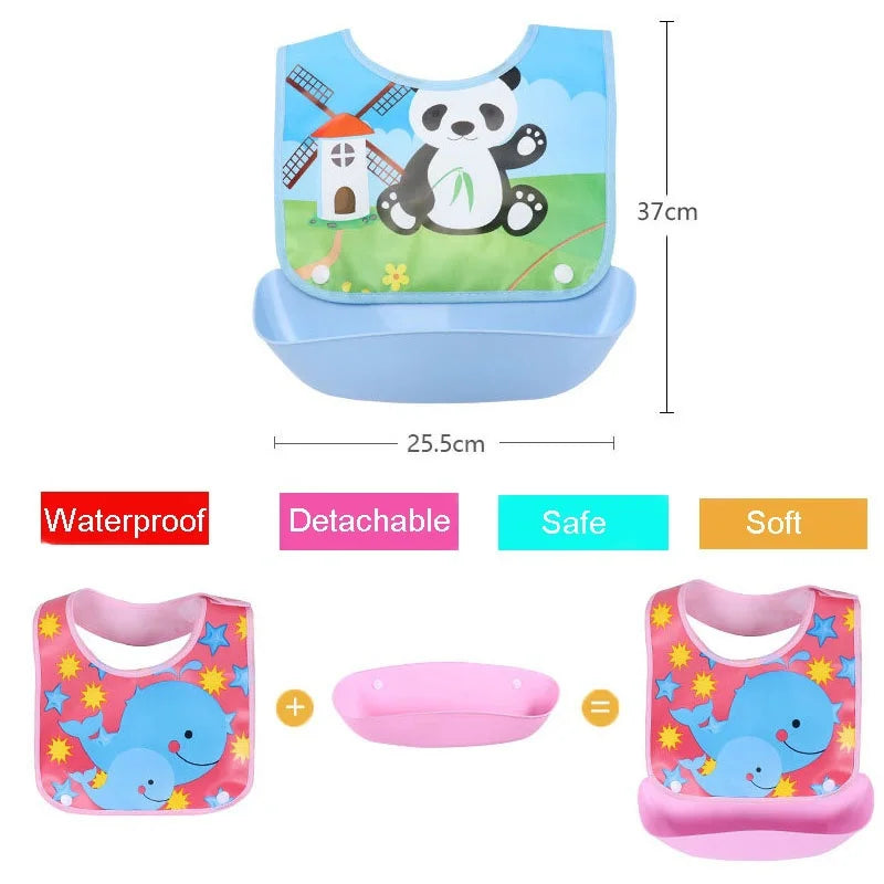 Baby Lätzchen mit Auffangschale – Wasserdichtes, Buntes Design für Mahlzeiten