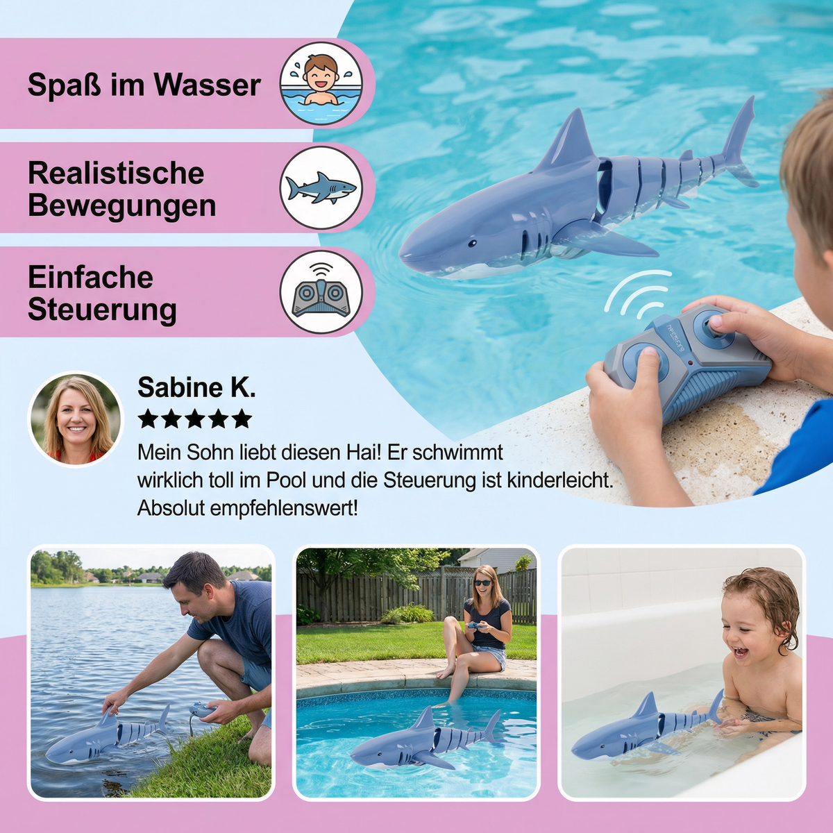 Ferngesteuerter Wasserhai – RC Schwimmroboter für Kinder