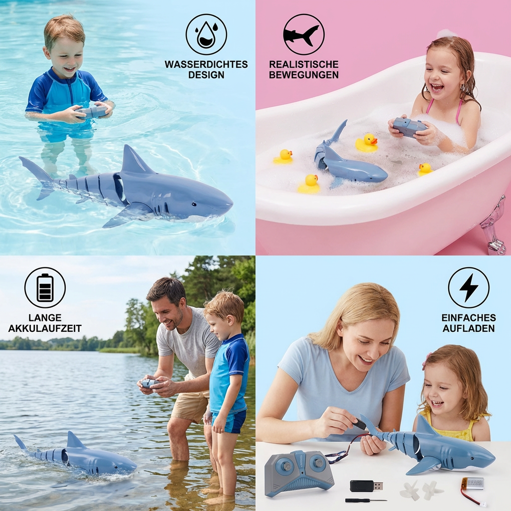 Ferngesteuerter Wasserhai – RC Schwimmroboter für Kinder