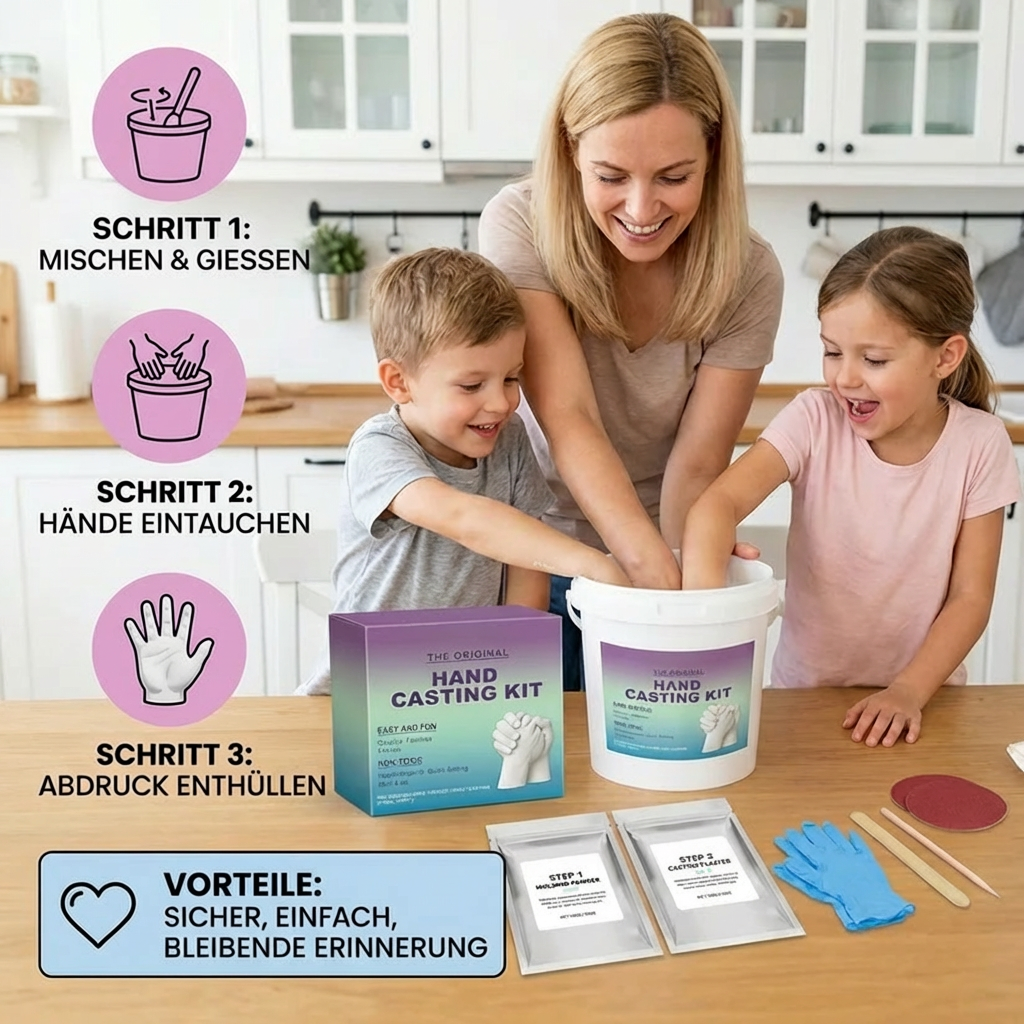 Handabdruck-Set für Familien & Paare – 3D Gips Erinnerungsset