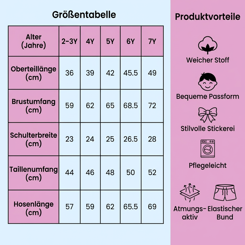 Sommerliches Mädchen-Set mit Streifen & Schleifenstickerei – Süßes 2-teiliges Outfit