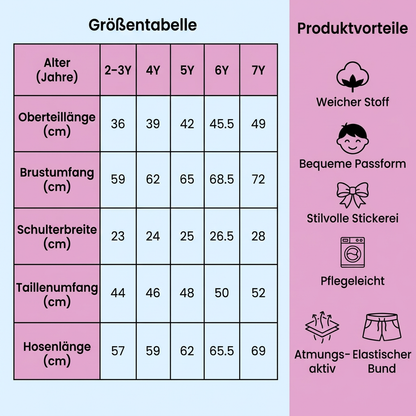 Sommerliches Mädchen-Set mit Streifen & Schleifenstickerei – Süßes 2-teiliges Outfit