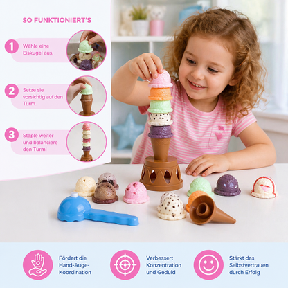 Kreatives Eiscreme-Stapelspiel – lustiges Balance-Spiel für Kinder, fördert Geschicklichkeit & spielerisches Lernen