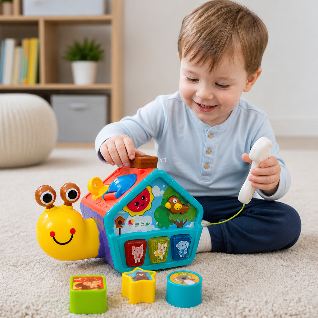 Baby Schnecken Lernspielzeug mit Telefon, Formensortierer & Tiergeräuschen