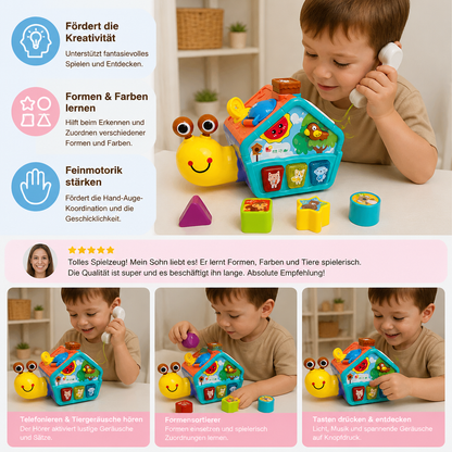 Baby Schnecken Lernspielzeug mit Telefon, Formensortierer & Tiergeräuschen