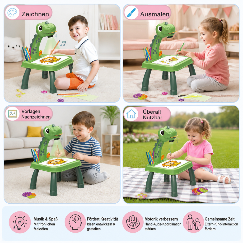 Dinosaurier Projektions Zeichentisch für Kinder mit Stiften und Musik