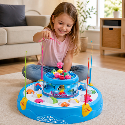 Elektrisches Drehbares Angelspiel Spielzeug mit Musik und bunten Fischen