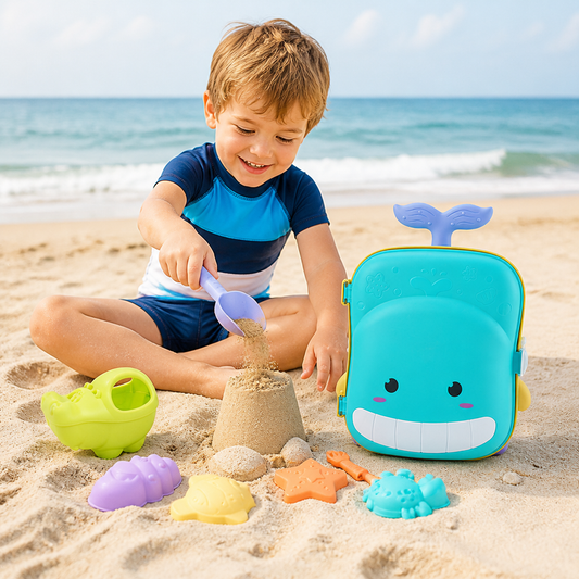 Kinder Strand Spielzeug Koffer mit Sandwerkzeug und Sanduhr