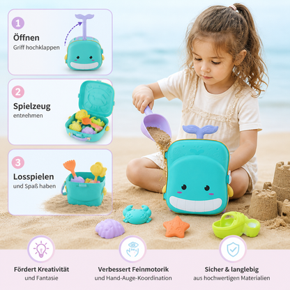 Kinder Strand Spielzeug Koffer mit Sandwerkzeug und Sanduhr