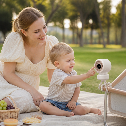 Tragbarer Clip Ventilator für Kinderwagen Bett und Alltag