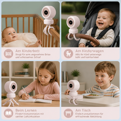 Tragbarer Clip Ventilator für Kinderwagen Bett und Alltag
