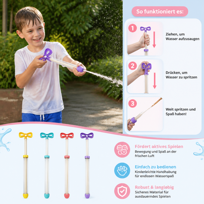 Kinder Wasser Spritz Blaster – Handliches Zieh-Spritz Spielzeug für draußen