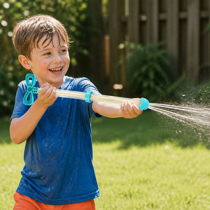 Kinder Wasser Spritz Blaster – Handliches Zieh-Spritz Spielzeug für draußen