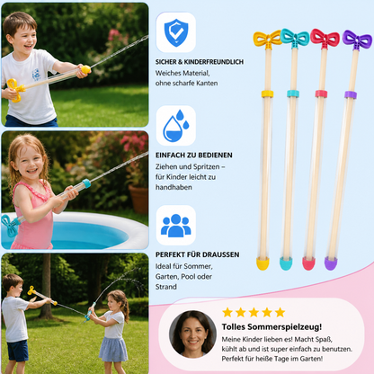 Kinder Wasser Spritz Blaster – Handliches Zieh-Spritz Spielzeug für draußen