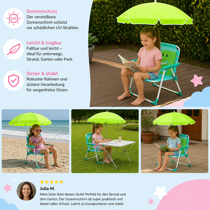 Faltbarer Kinder Strandstuhl mit Sonnenschirm und Dino Design