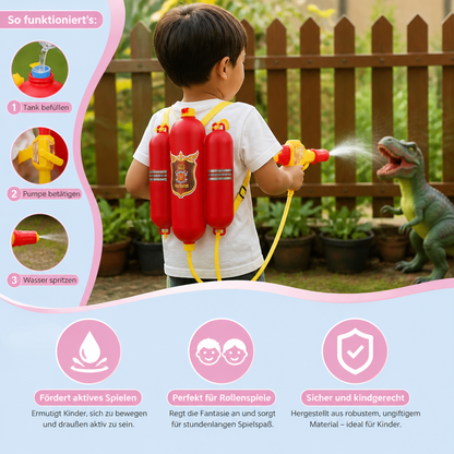 Feuerwehrmann Rucksack Wasserpistole Spielzeug für Kinder