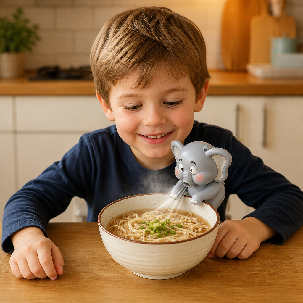 Tasse mit niedlichen Tiermotiven und Kühlventilator