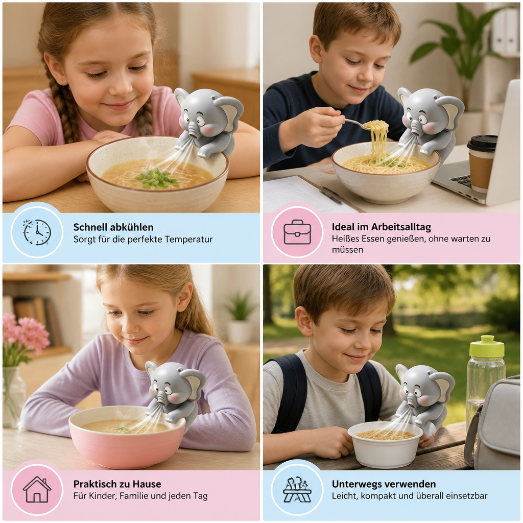 Tasse mit niedlichen Tiermotiven und Kühlventilator