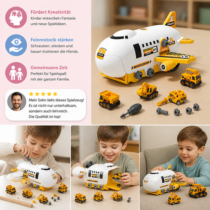 DIY-Spielset „Flugzeug-Transport-Lkw“ mit Baufahrzeugen