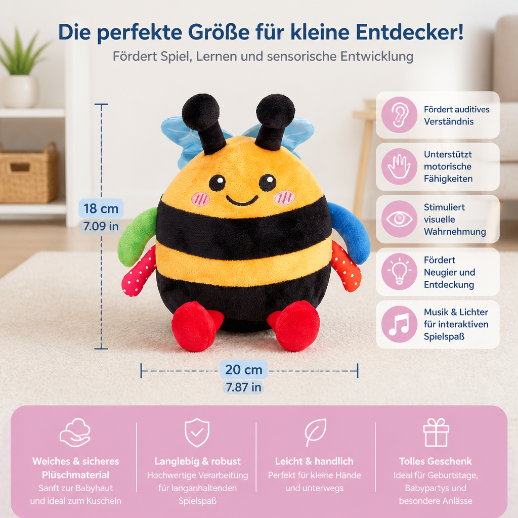 Interaktives musikalisches Plüsch-Bienchen für die Bauchlage