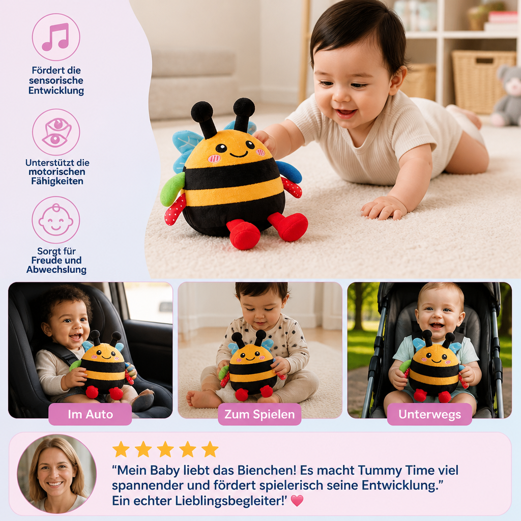 Interaktives musikalisches Plüsch-Bienchen für die Bauchlage