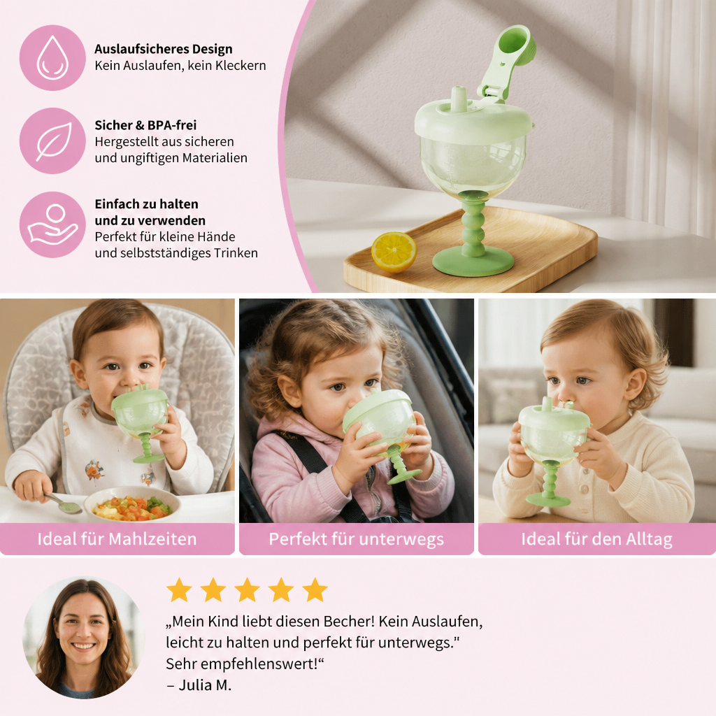 Auslaufsicherer Baby-Trinklernbecher mit Strohhalm