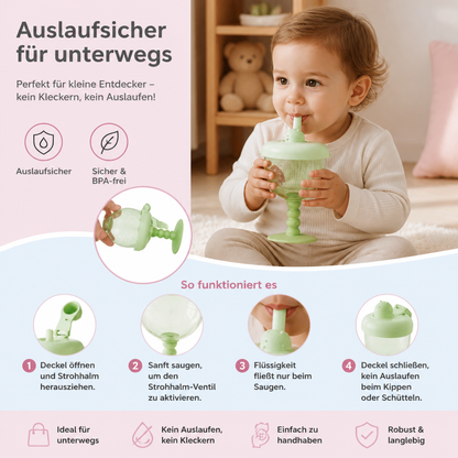 Auslaufsicherer Baby-Trinklernbecher mit Strohhalm