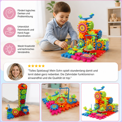 81-teiliges STEM-Zahnrad-Bauset – Ineinandergreifende Konstruktionsbausteine für Kinder