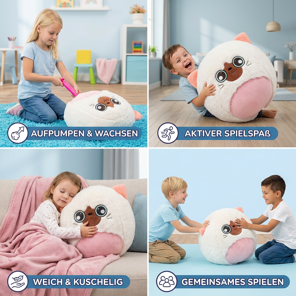 Aufblasbares Hüpf-Tier aus Plüsch – Kinder Springtier zum Spielen